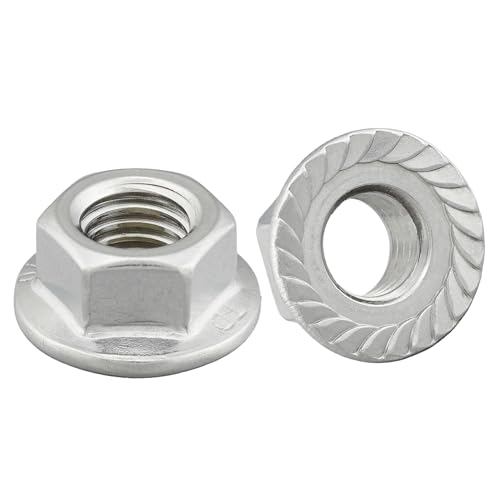 NINDEJIN 2-25 pezzi Dadi flangiati esagonali a passo fine M6 M8 M10 M12 M14 M16 Inserto in acciaio inossidabile Dado flangiato di bloccaggio DIN6923