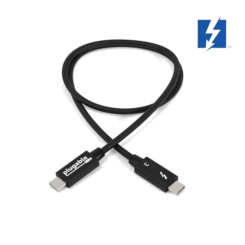 Image of Plugable Thunderbolt 3 Cable 40Gbps Supports 100W (20V, 5A) Charging, 2.6ft / 80cm Thunderbolt-Certified USB C Compatible - Driverless
