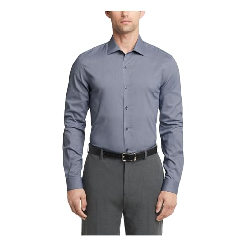 Van Heusen Men's Dress Shirt Slim Fit Ultra Wrinkle Free Flex Collar Stretch, Star Ocean, 18"-18.5" Neck 36"-37" Sleeve