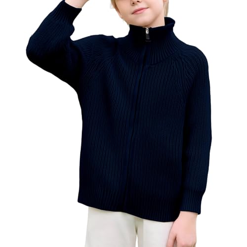 Boys Preppy Turtleneck Sweaters School Zip Up Fleece Sweatshirts Kids Fall Winter Trendy Warm Knitted Sweater