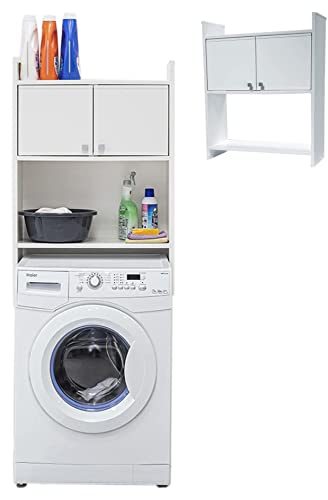 Negrari Estantería para Mueble Cubre Lavadora de PVC, Resistente a la Humedad, Kit de fijación a Pared Incluido, 65 x 26,4 x 78 cm, Blanco