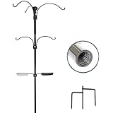 PFNRTH 25mm / 100 '' Bird Feeding Station for Outside, 5 Hook Multi Bird Feeder Pole Stand Kit with