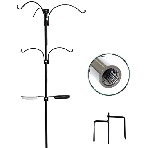 Pfnrth 25Mm / 100 '' Bird Feeding Station For Outside, 5 Hook Multi Bird Feeder Pole Stand Kit With Bird Bath, Mesh Tray For Attracting Wild Birds #TOP7