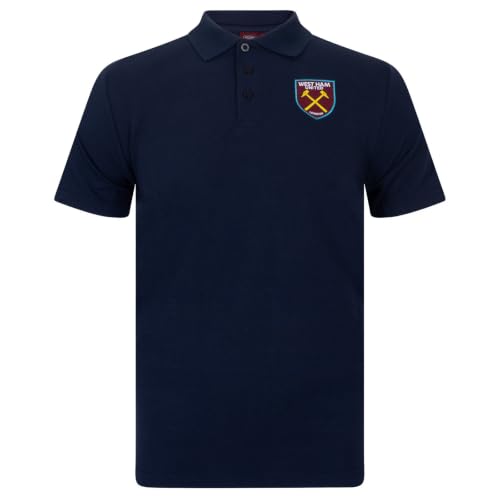 Image of West Ham United FC Official Football Gift Mens Crest Polo Shirt Navy Large