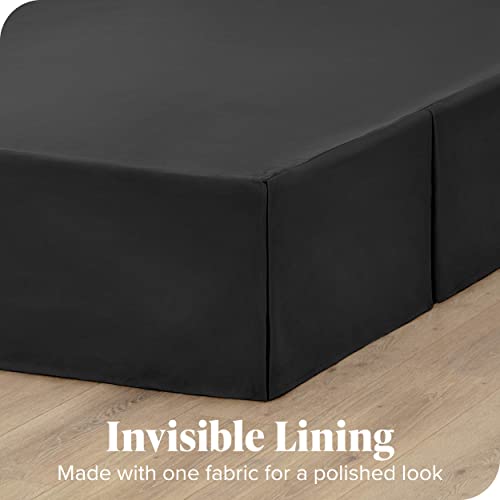 Bare Home Pleated Queen Bed Skirt - 15-Inch Tailored Drop Easy Fit - Bed Skirt For Queen Beds - Center & Corner Pleats (Queen, Black) #TOP2