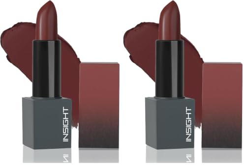 Image of INSIGHT Velvet Matte Lipstick (Cupid's Embrace) | Long Lasting, Smudge-Proof & Non-Drying | Enriched with Cocoa Butter, Argan Oil & Vitamin E | Smooth Application, Bold Pigment - 3.8g (Pack of 2)