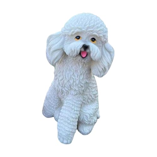 Gazechimp ガーデンドッグ像 芝生飾り 装飾 愛らしい庭アート 装飾 子犬の置物 屋外 パティオ リビングルーム 中庭用, 白