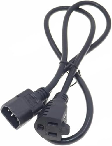 Image of Toptekits C14 to 5-15R Power Cord Plug, IEC320 C14 to US 3 Prong NEMA 5-15R Female Socket Power Cable, PDU /UPS Standard Computer Power Cord Replacement, 18AWG,2ft /60cm