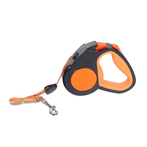 CIYODO 5M Automatic Retractable Dog Leash Telescopic Traction Rope for Pets Handle Braking System Orange Color for and Walking