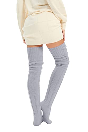 Image of Women's Thigh High Knitted Winter Boot Socks Vintage Extra Long Leg Warmer Over Knee High Stockings