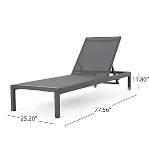 Christopher Knight Home Coral Bay Outdoor Aluminum Chaise Lounges with Mesh Seat 4 Pcs Set Grey Dark Grey