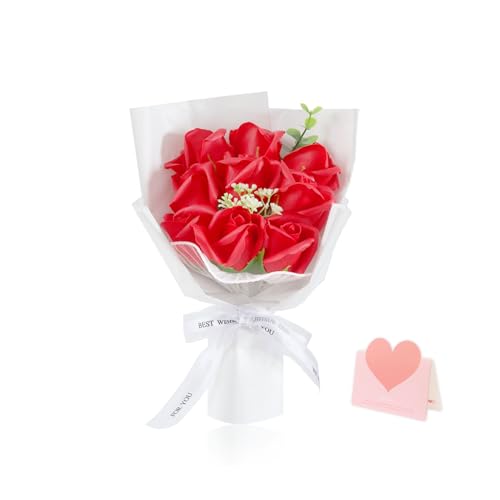 Preserved Flowers, Eternal Flower Roses Bouquet for Mom Grandma Wife Women Girlfriend on Mothers Day Gifts Anniversary Birthday Valentines for Her (Red)