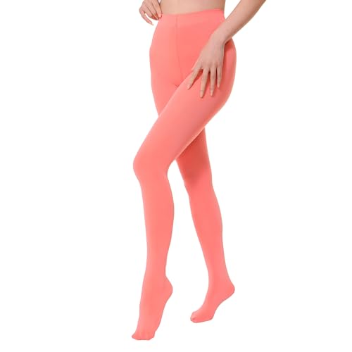 Image of EVERSWE 2 Pairs Pack Women's Opaque Tights (S-M, Living Coral)