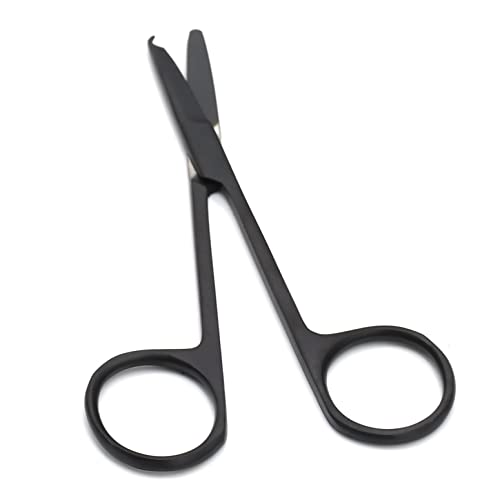 Image of 4.5 inch Stitch Scissors with Black Color Coating - Premium Quality Instrument- Delicate Hook - Perfect for Suture Removal, First Aid, EMS Training (Straight)