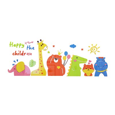 Pegatinas de pared de dibujos animados de animales acrílicos para jardín de infantes, tema de protección del medio ambiente, decoración de pared pegatinas de diseño de habitación de los niños
