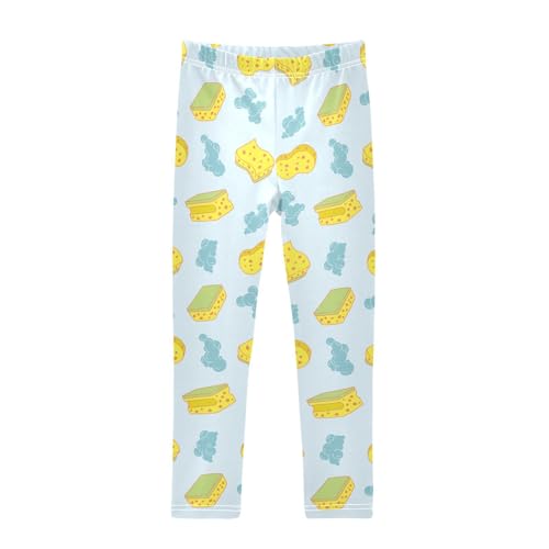 Sponge Foam Bubbles Pattern Girls Leggings,Workout Leggings for Girls Toddler Athletic Leggings Size for 3-10T