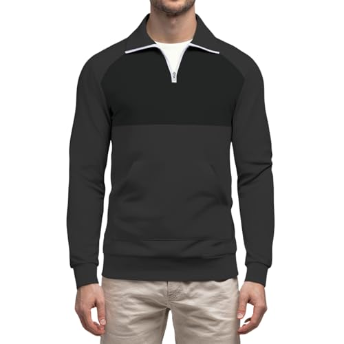 RTRDE Men's Color Block Sweatshirts, Long Sleeve Quarter Zip Casual Basic Pullover Workout Golf Sweaters, M-3XL