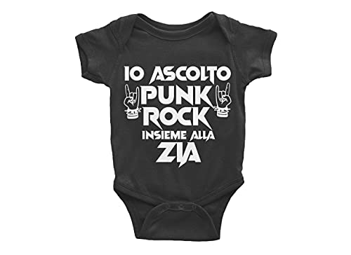 Body Neonato Punk Rock - Io ascolto Punk Rock insieme alla Zia - Body da Neonato simpatico - Idea Regalo Body Neonato - Body Neonato Musica - Bambino Punk Rock - Idea Regalo - TAGLIA 6-12 MESI