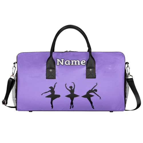 Personalized Dance Ballet Bag Custom Gym Sport Duffel Bag Customized Travel Weekender Overnight Bags for Women, Purple