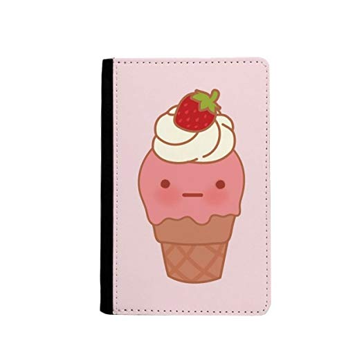 Étui portefeuille de voyage pour passeport imprimé crème glacée fraise, multicolore 9,4x14,7 cm