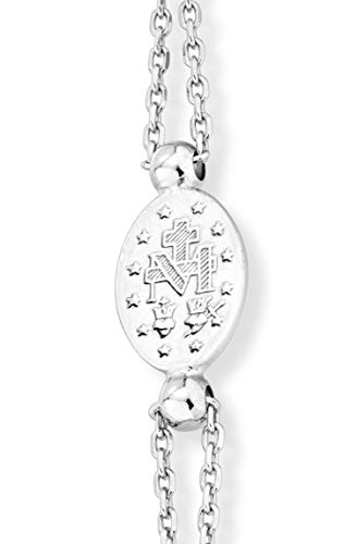 Miabella 925 Sterling Silver Italian Natural Black Spinel Rosary Cross Charm Bead Bracelet for Women Teen Girls, Adjustable Link Chain, Handmade in Italy3