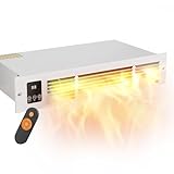 Kickspace Heater with Built-In Thermostat and Timer, HTA008 Under Cabinet Electric Toe Kick Heater with Remote, 1500W Fan-Forced Wall Heater for Cabinet and Vanities Kickspaces, White
