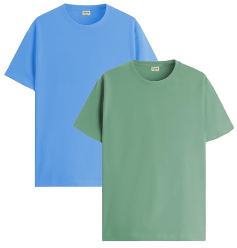 Image of ADRO Men's Cotton Regular Fit Combo Plain Solid T-Shirt Pack of 2