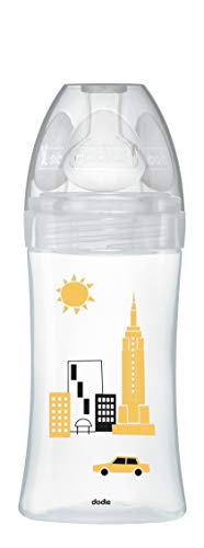 DODIE Biberon Anti-Colique Sensation+ Verre - 270ml - New York - 0-6 Mois - Tétine Plate Débit 2