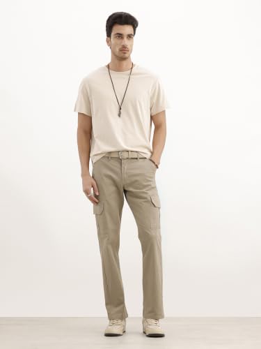 Image of WROGN Men's 100% Cotton Trousers | Solid | Straight Fit