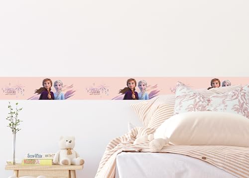 AG Design Selbstklebende Bordüre Disney Frozen, WBD 8111 | Wasserfest Kinderzimmer Wand Dekoration | Wandbordüre für Mädchen und Junge | Folie, Mehrfarbig | Breite 500 cm x Höhe 14 cm