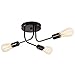 Lámpara de Techo Vintage con 3 luces con Soporte Ajustable de Metal Ramificado Vintage E27 Pintado en negro para la cocina, el salón y el Comedor (Negro)(Bombilla no Incluida)