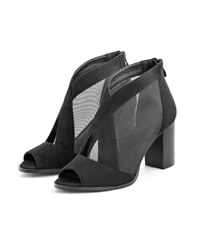 Cut Out Mesh Sandals High Block Heels Peep Toe Summer Ankle Boots 5