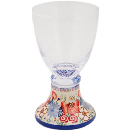 Authentic Polish Pottery Goblet Signature UNIKAT in Blossom Finest Design Handmade in Boles?awiec Poland + Certificate of Authenticity