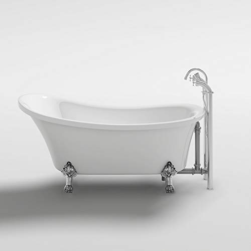 BagnoItalia Vasca da bagno classica per centro stanza cm 160x72 piedini a vista freestanding
