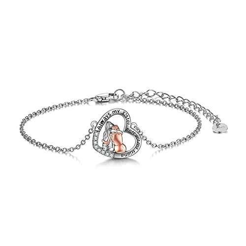 Birthstone Schwester Armband 925 Sterling Silber Freundschaft Armband für 2 Damen Schmuck Geschenke für Schwester Freundinnen Geburtstagsgeschenk Weihnachtsgeschenke Cover