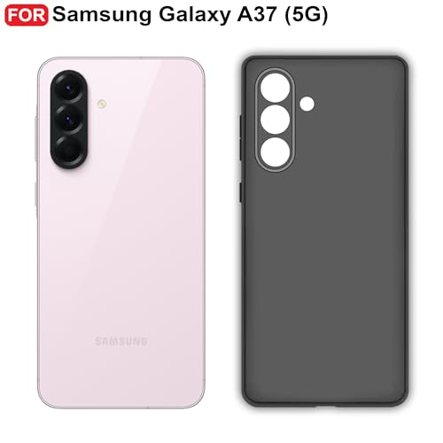 Image of CEDO Back Cover for Samsung Galaxy A37 (5G) | Camera Bump Protection & Inner Velvet Fabric Lining | Ultra Slim Matte Soft Rubberised Case Cover (Black)