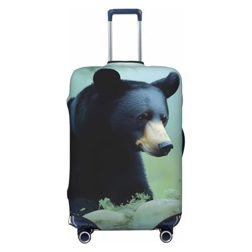 Walking Black Bear Elastic Travel Luggage Cover, Washable Spandex Suitcase Protector, Anti-Scratch Fits 18-32 Inch