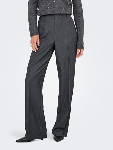 ONLY Damen Onlhattie-Lana Hw Wide Mel Pant TLR Hose, Dark Grey Melange, 38W x 32L