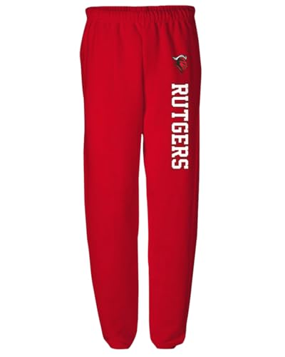 Rutgers University Vertical Text Men's Jogger Sweatpants, Red, 3XL