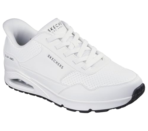 Skechers Men's Uno Banksia Luxe Sneaker, White Duraleather/Mesh, 11 UK
