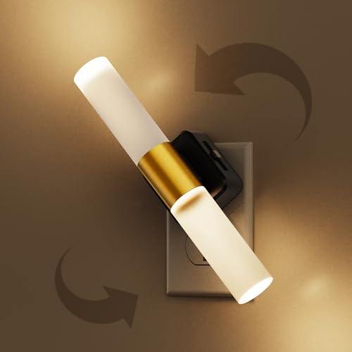 Image of L LOHAS LED Night Light, Night Lights Plug into Wall, 3000K Soft White, 0-100LM Adjustable Brightness, 180 Rotating Plug in Night Light with Auto Light Sensor for Bathroom, Bedroom(Matte White)