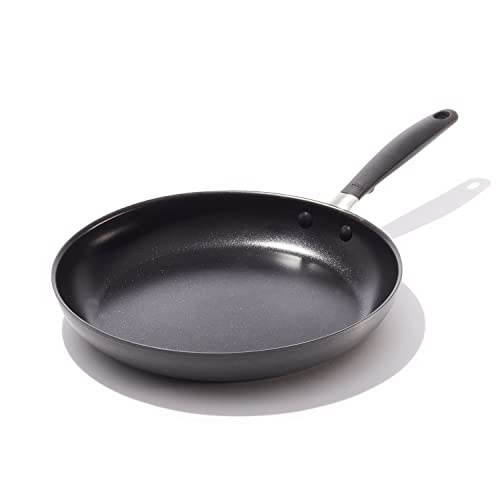 OXO Good Grips Hard Anodized 28 cm Frying Pan Skillet,3-Layered German Engineered Non-Stick Coating,Stainless Steel Handle with Non-Slip Silicone,Induction,Oven Safe up to 200°C,Dishwasher Safe,Black