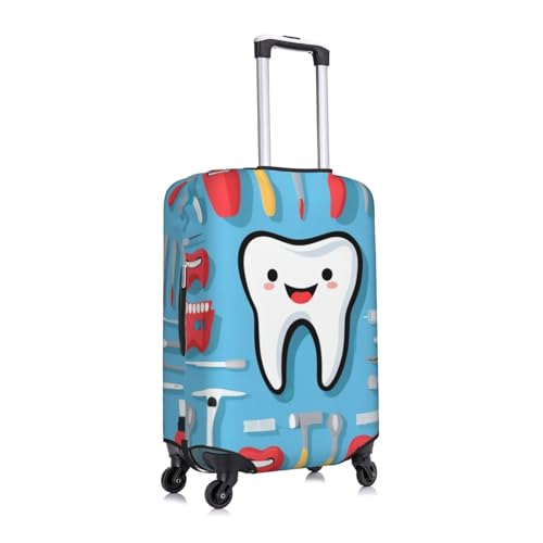 Travel Luggage Cover, High Elasticity Zipper Closure Luggage Suitcase Protector, Anti-Scratch Luggage Case Bag - Fits 19-32 inch Luggages (Teeth Dental Blue)3