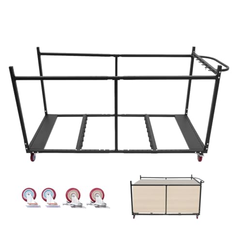 JAYGOVAN Folding Table Cart, Hand Truck/Dolly/Platform Cart with Braking Caster for Store and Move Folding Round Table Heavy Duty Panel Dolly for 10 Table Capacity,76.4