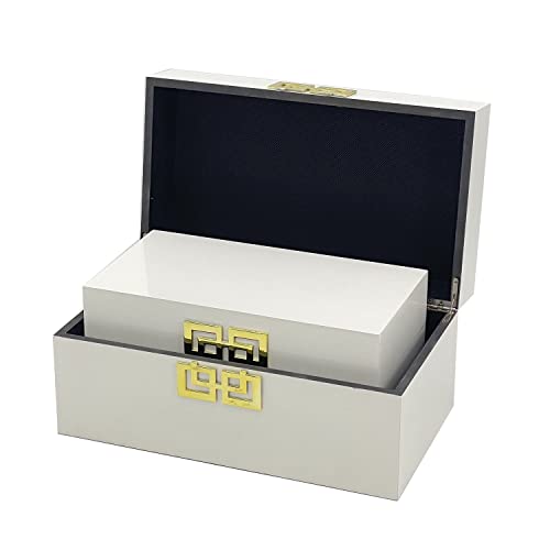 Galt International Large & Small Decorative Storage Box W/Hinged Lid - Classic Design Wood Decor Boxes With Geometric Opening Clasp thumb #3