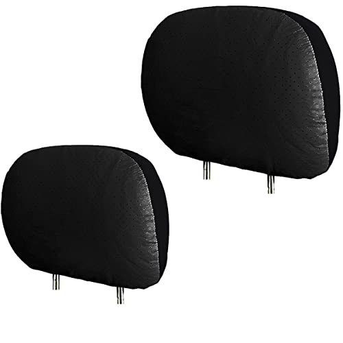 Yupbizauto HC-S06 2X Cars Trucks & Cover DVD tv Monitors Breathable Synthetic Leather Universal Headrest Covers with Foam Backing- Set of 2 (Black)