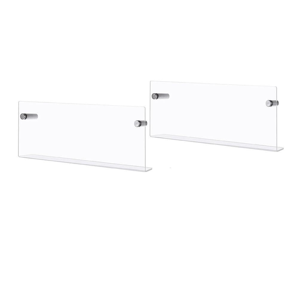 Aundhegrtt Floating for Waiting Room Brochure Display, Acrylic Magazine Holder,2 Pack, Wall Mounted Hanging Bookshelf Rack
