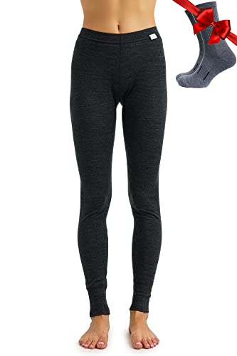 Merino Wool Base Layer Women Pants 100% Merino Wool Leggings Heavyweight, Midweight, Lite Thermal...
