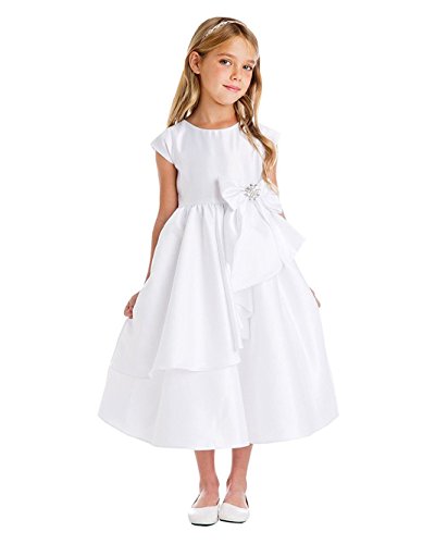 iGirlDress White Flower Girl First Communion Pageant Wedding Birthday Dress