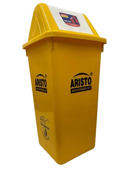 Image of ARISTO Square Swing Lid Plastic Dustbin 60 LTR (Yellow)